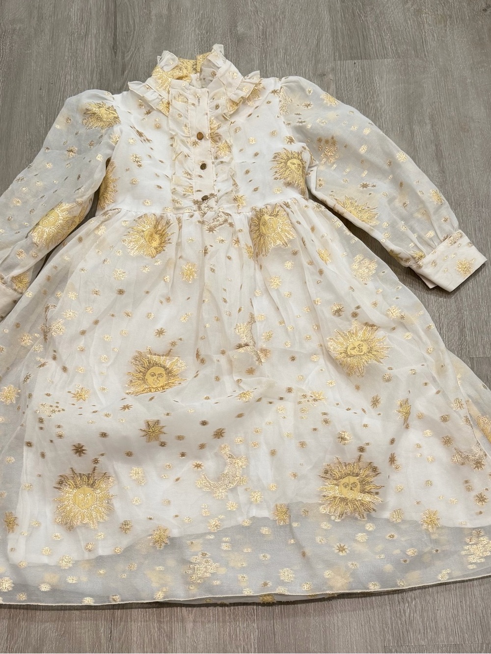 Girls 9/10 Mama Luma Ivory and Gold Celestial Party Dress